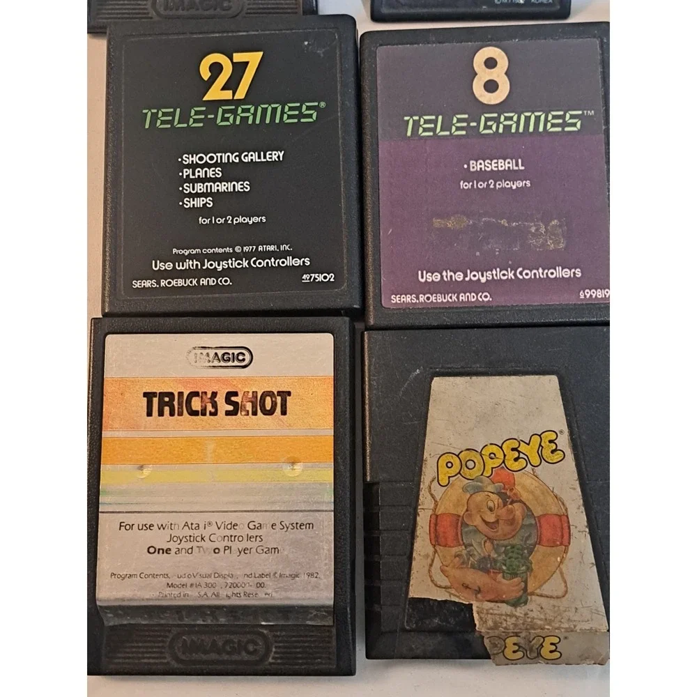 Atari 2600 9 Game Lot Demon Attack Atlantis Asteroids Popeye Combat